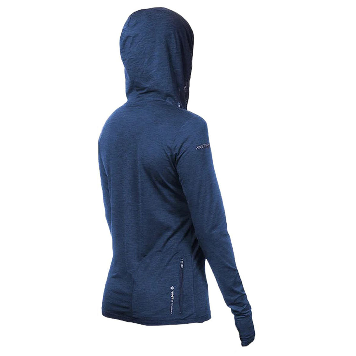 ANETIK Women's Navy Heathered Breeze Tech Hooded T-Shirt: Your Ultimate Comfort Companion