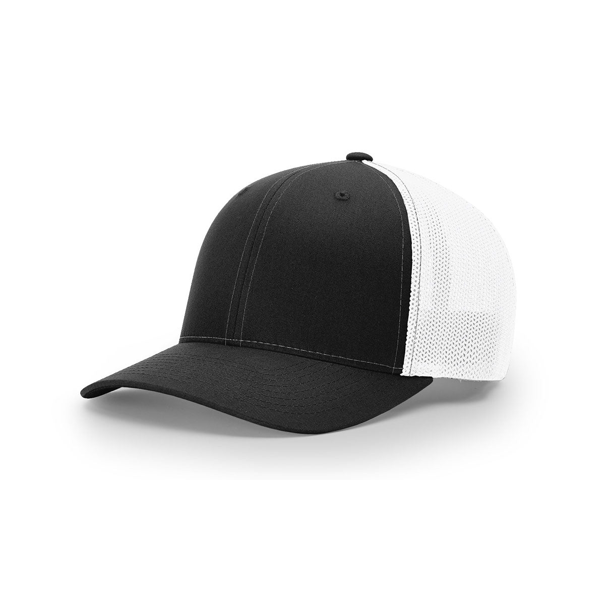 Richardson R-Flex Black/White Mesh Back Split Trucker Hat: Promote Your Brand!