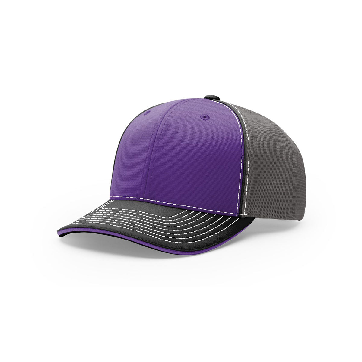 Richardson Tri-Color Pulse R-Flex On-Field Cap: Purple, Charcoal & Black