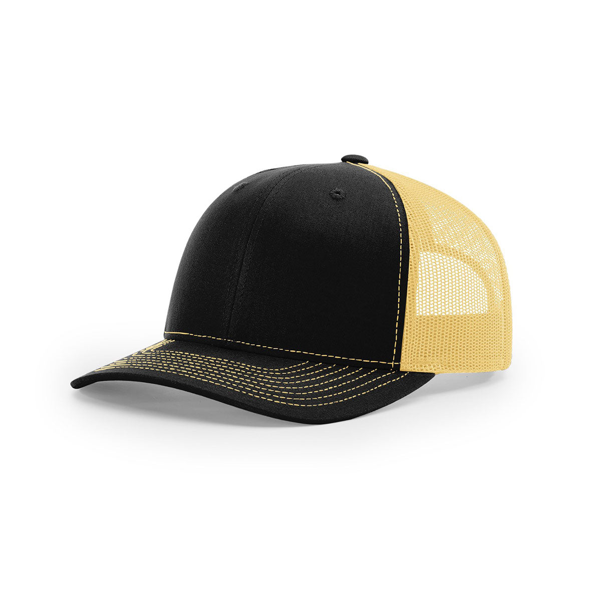 Richardson Black/Vegas Gold Mesh Back Split Trucker Hat - A Stylish Essential