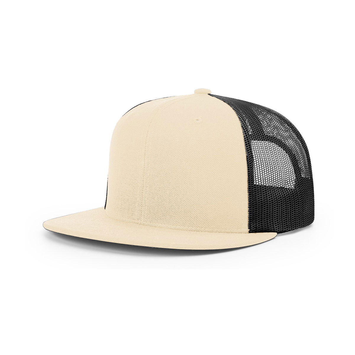 Richardson Khaki/Black Mesh Back Wool Blend Flatbill Trucker Hat - Boost Your Brand!