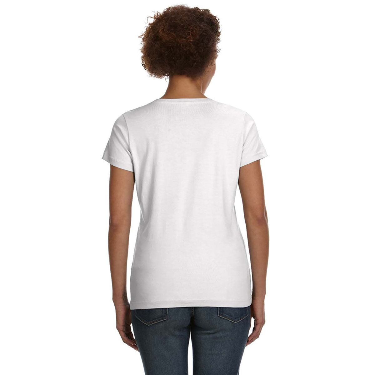 LAT Women's Stunning White V-Neck Fine Jersey T-Shirt