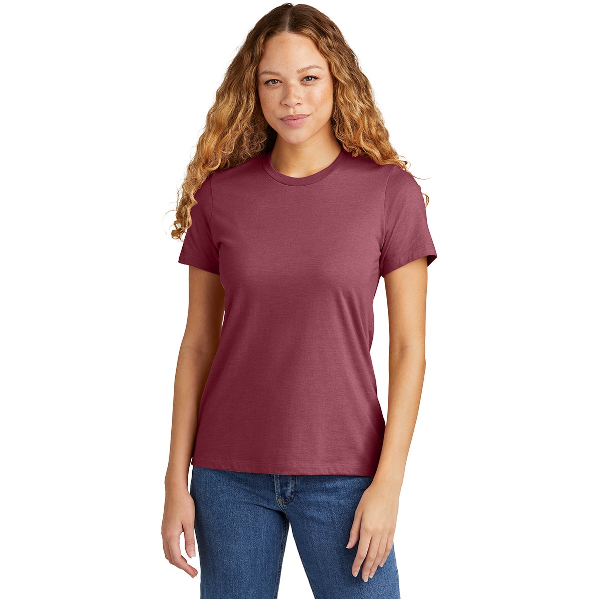 Gildan Women's Maroon Mist Softstyle CVC T-Shirt: Stylish and Comfortable!