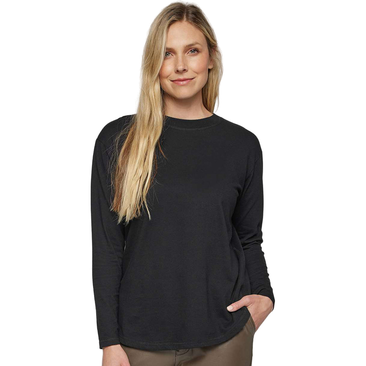 LAT Women's Elegant Black Fine Jersey Long Sleeve Tee