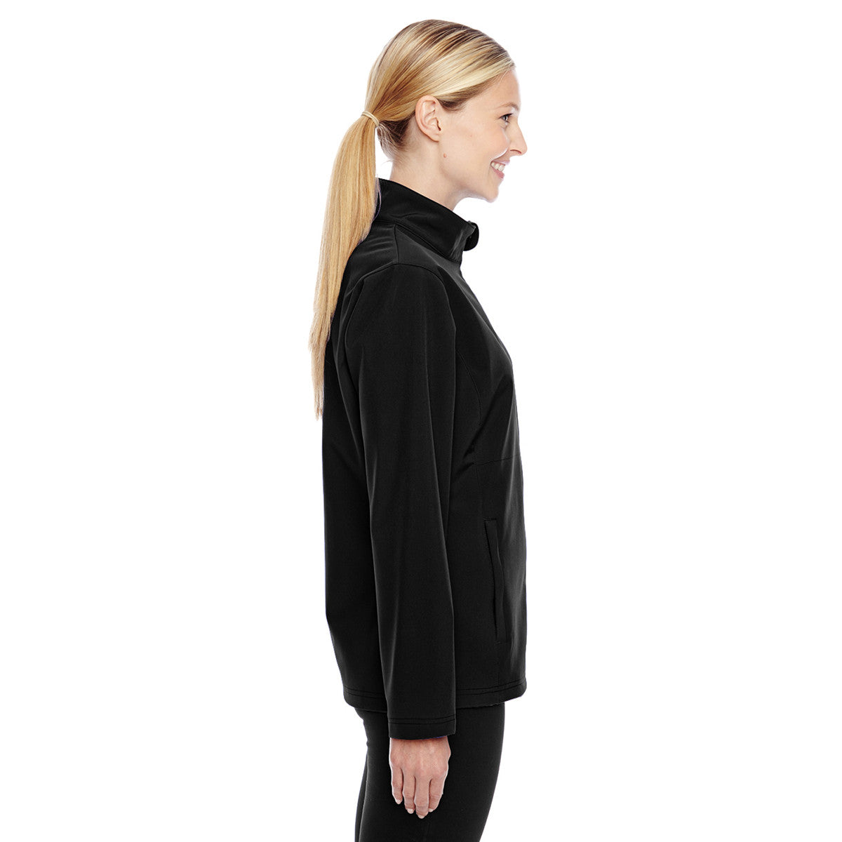 Team 365 Women's Stunning Black Leader Soft Shell Jacket