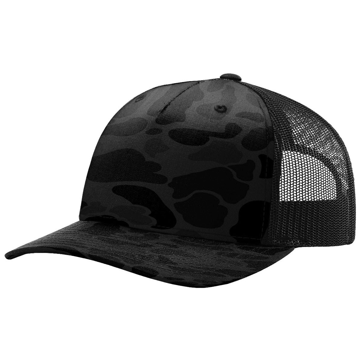 Richardson Sable Duck Camo/Black 5-Panel Trucker Hat - Ideal for Outdoor Enthusiasts