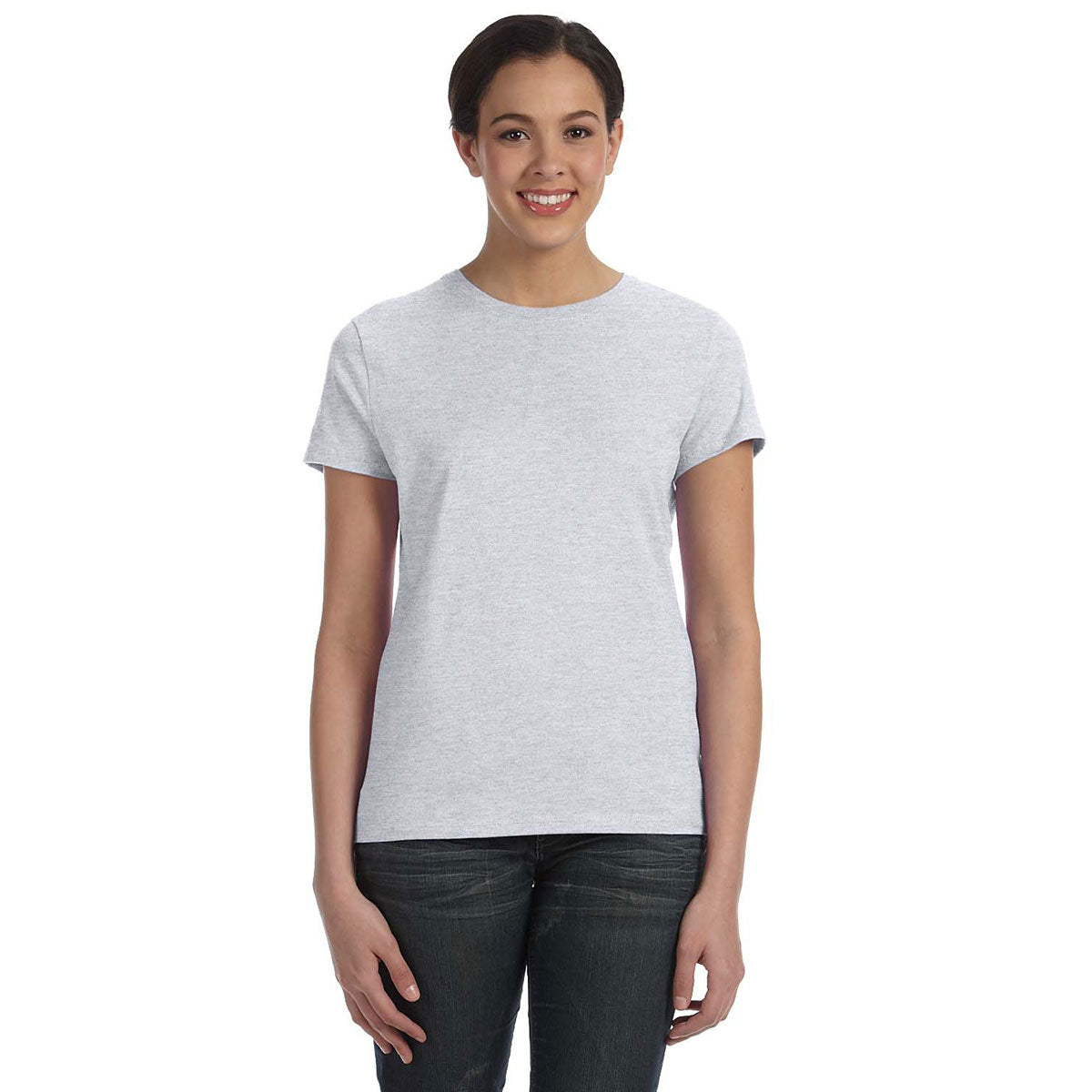 Hanes Women's Stylish Ash 4.5 oz. 100% Ringspun Cotton nano-T T-Shirt