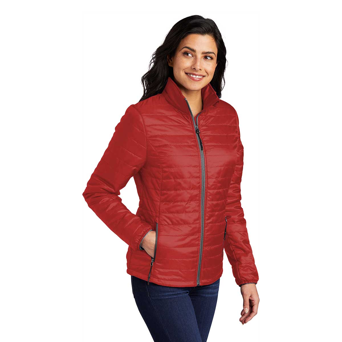 Port Authority Women's Stunning Fire Red/Graphite Packable Puffy Jacket