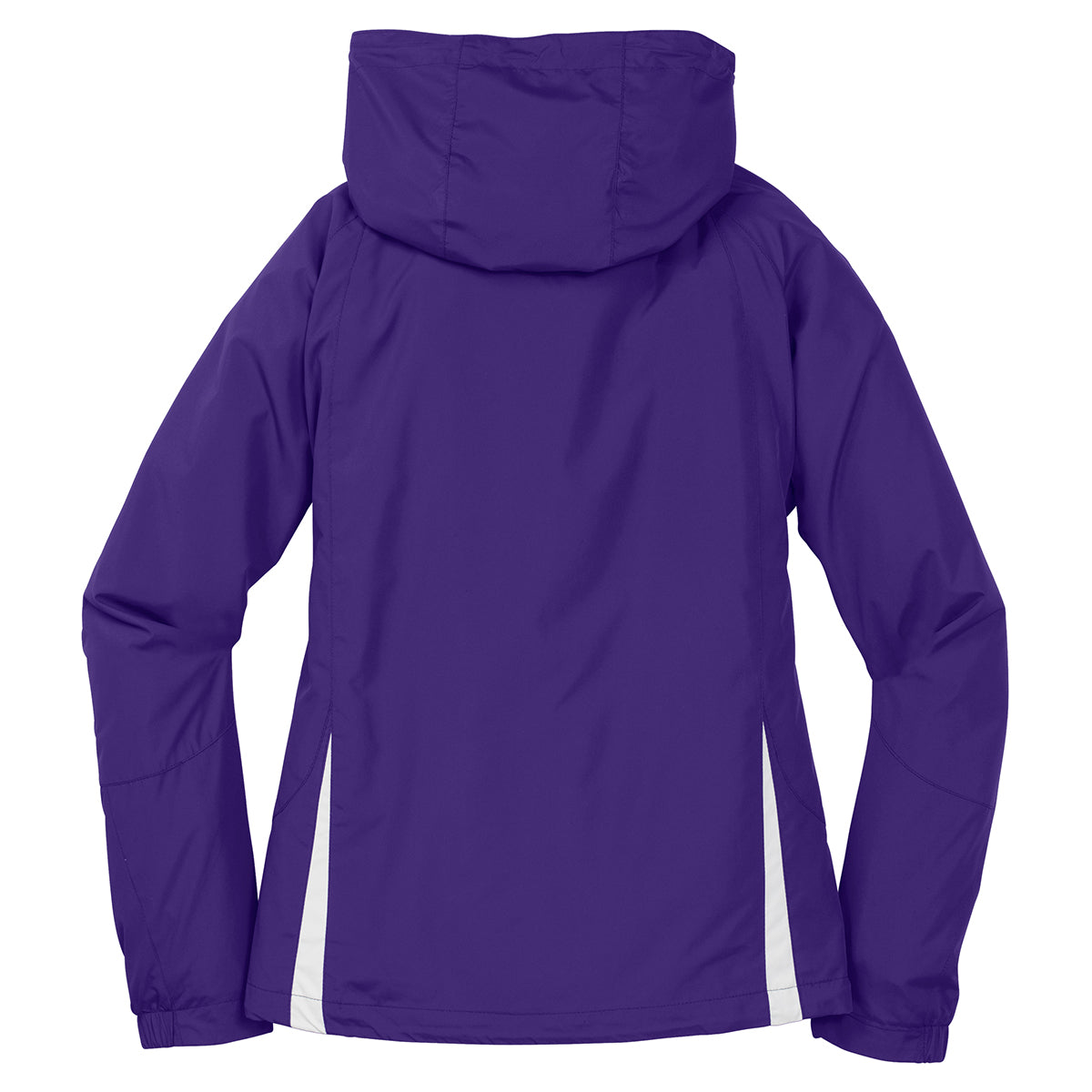 Sport-Tek Women's Stunning Purple/White Colorblock Hooded Raglan Jacket