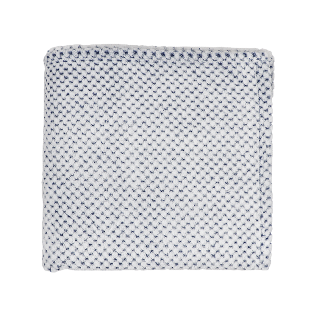 Zusa Navy - Trimmed White Luxury Plush Siesta Blanket: Your Ultimate Nap Companion