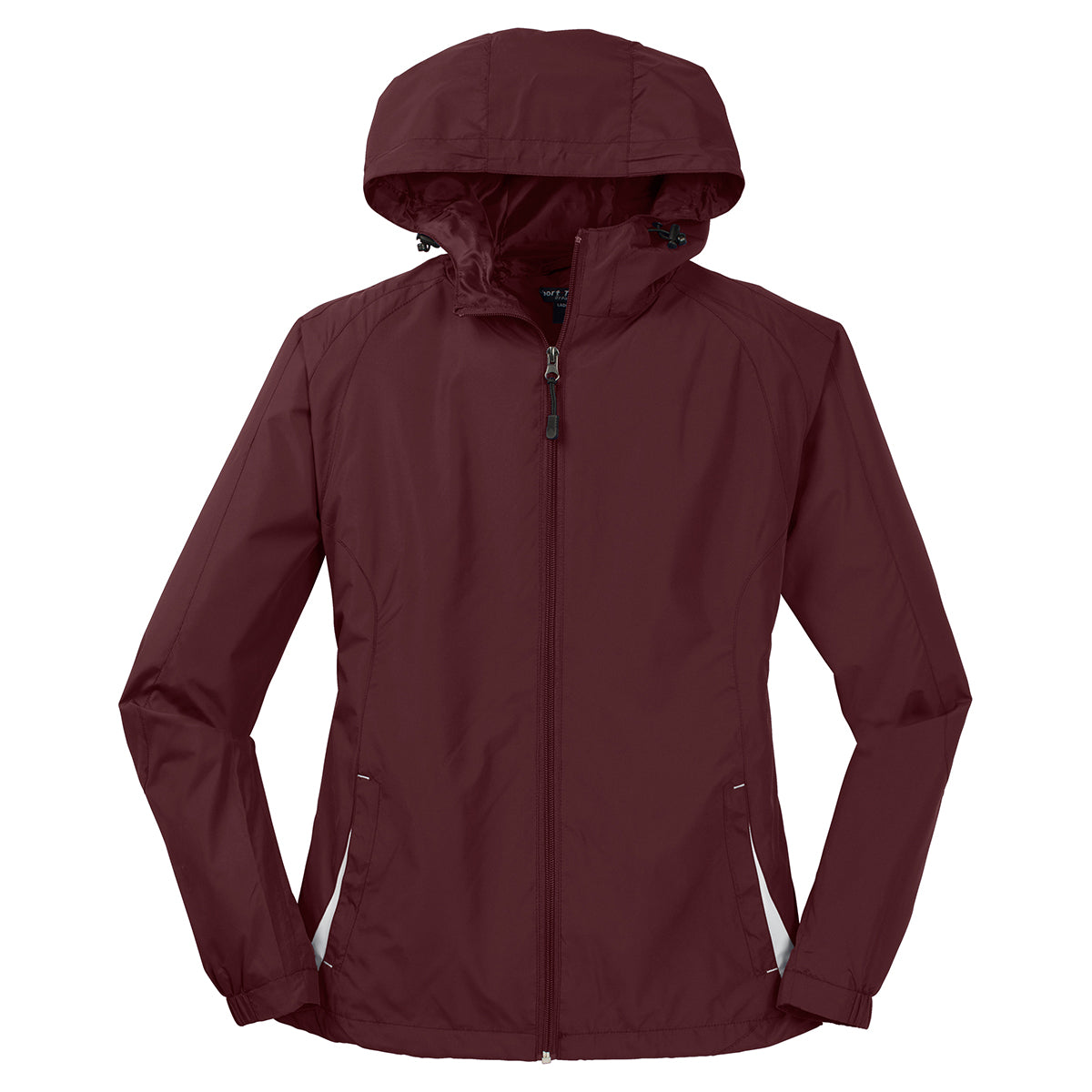 Sport-Tek Women's Stunning Maroon/White Colorblock Hooded Raglan Jacket
