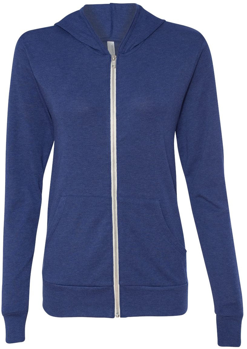Bella+Canvas Unisex Triblend Lightweight Full-Zip Hooded Long Sleeve Tee - A Must-Have!