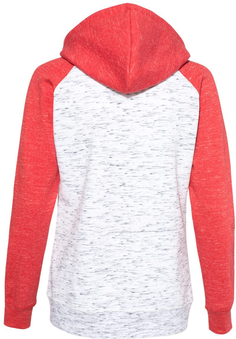 J America Women's Stunning Mélange Fleece Colorblocked Full-Zip Sweatshirt