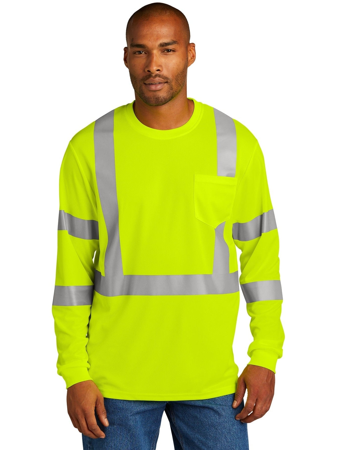 CornerStone ANSI 107 Class 3 Mesh Long Sleeve Tee - Ideal for Visible Work & Play