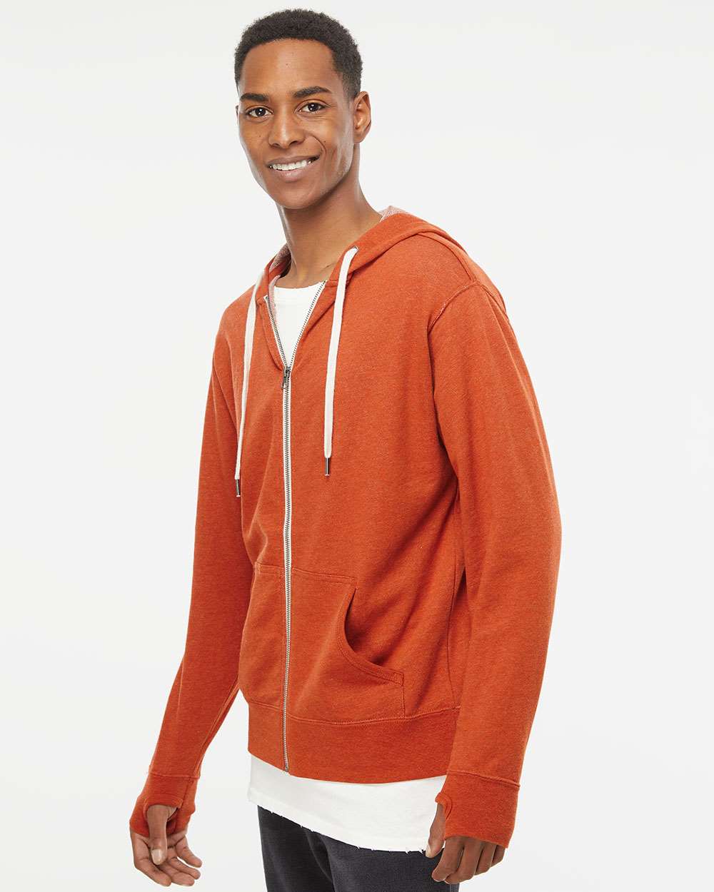 Independent Trading Co. Stylish Heathered French Terry Full-Zip Hooded Sweatshirt