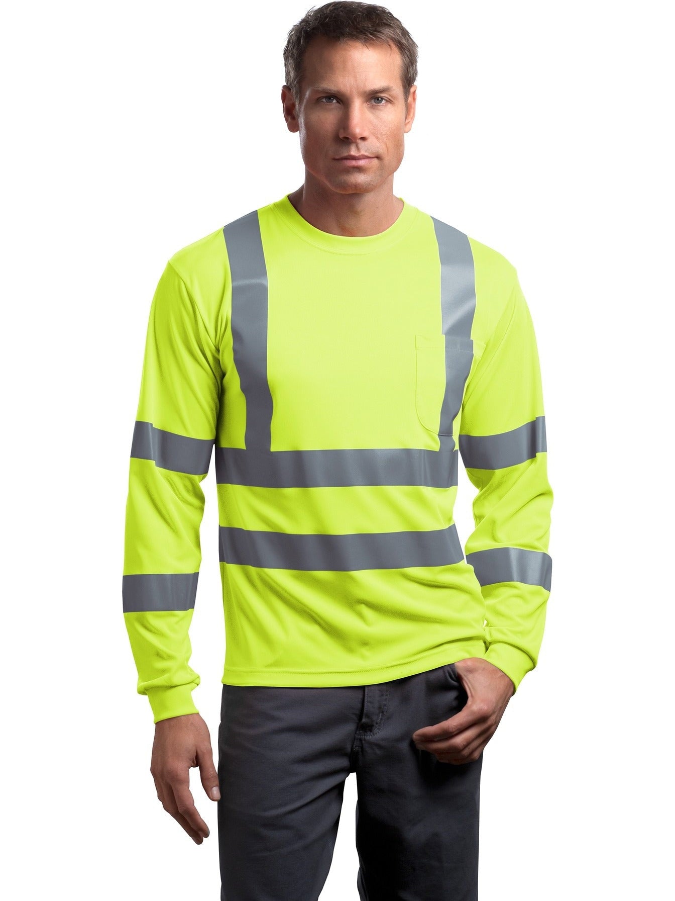 CornerStone ANSI 107 Class 3 Long Sleeve Reflective T-Shirt: Snag-Resistant for High Visibility