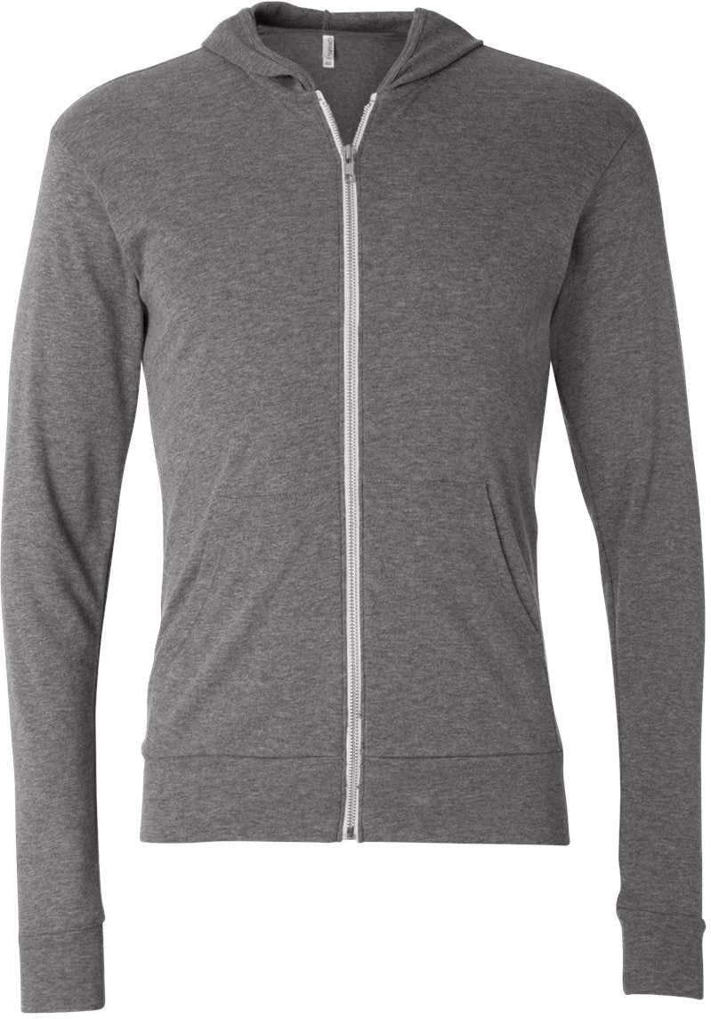 Bella+Canvas Unisex Triblend Lightweight Full-Zip Hooded Long Sleeve Tee - A Must-Have!