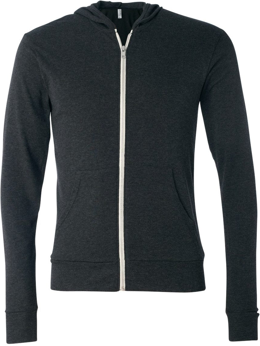 Bella+Canvas Unisex Triblend Lightweight Full-Zip Hooded Long Sleeve Tee - A Must-Have!