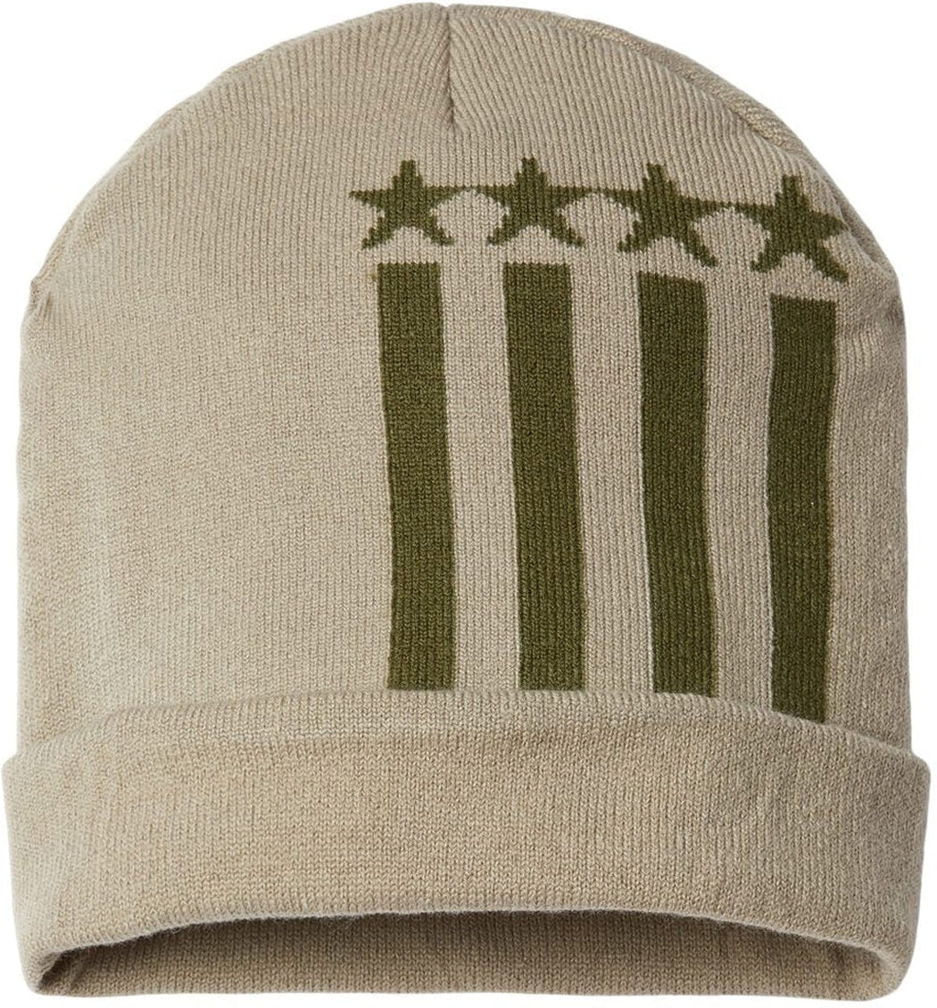 American Patriot's Dream: USA-Made Off-Center Patriotic Cuffed Beanie