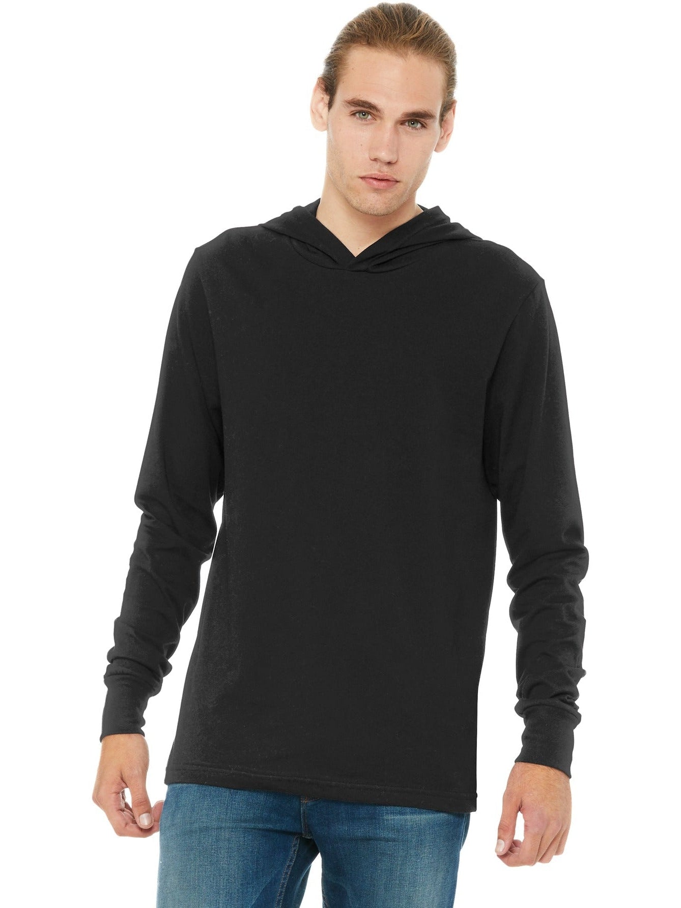 Bella + Canvas Jersey Long Sleeve Men's Hoodie - A Must - Have!