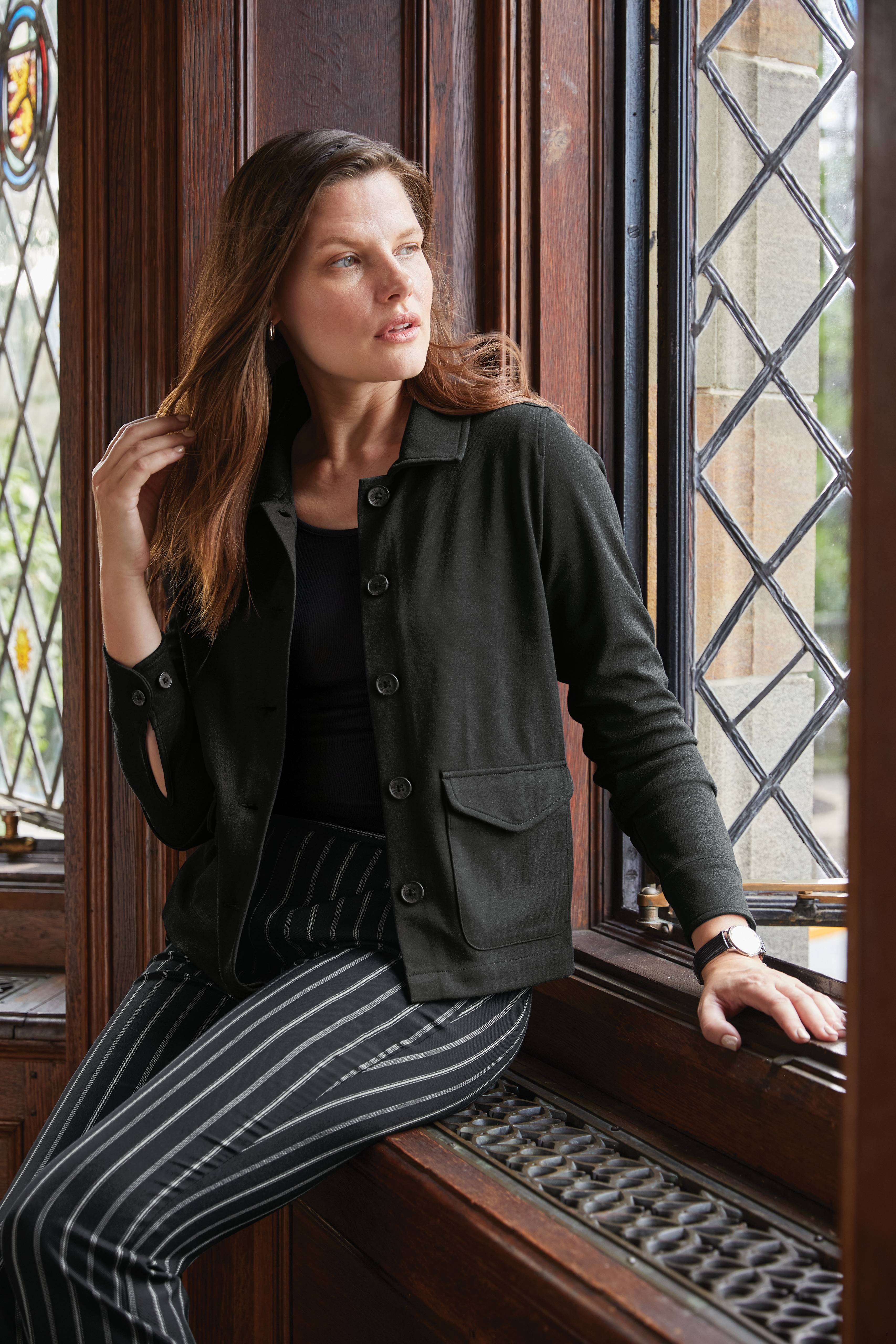 Brooks Brothers Women's Alluring Stretch Button Mid-Layer Jacket