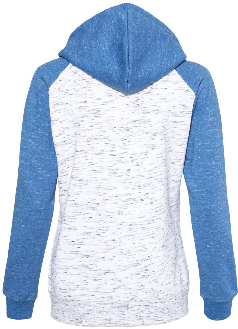 J America Women's Stunning Mélange Fleece Colorblocked Full-Zip Sweatshirt