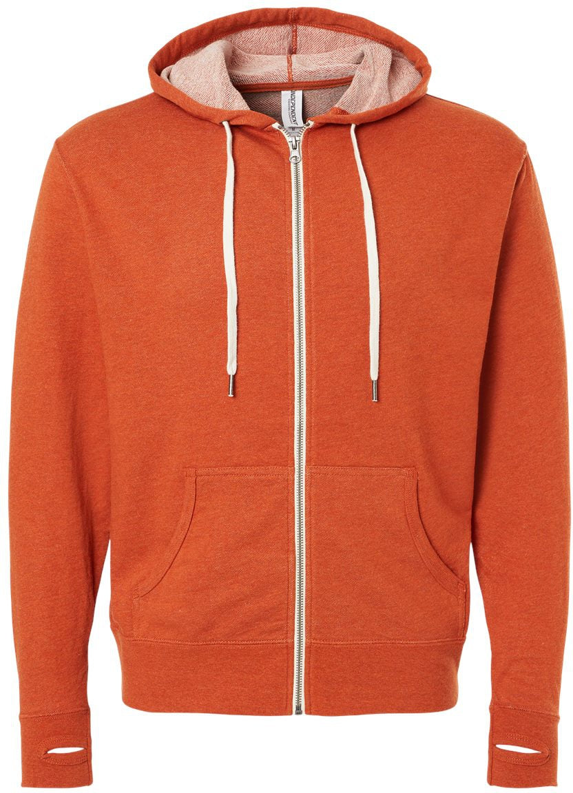 Independent Trading Co. Stylish Heathered French Terry Full-Zip Hooded Sweatshirt