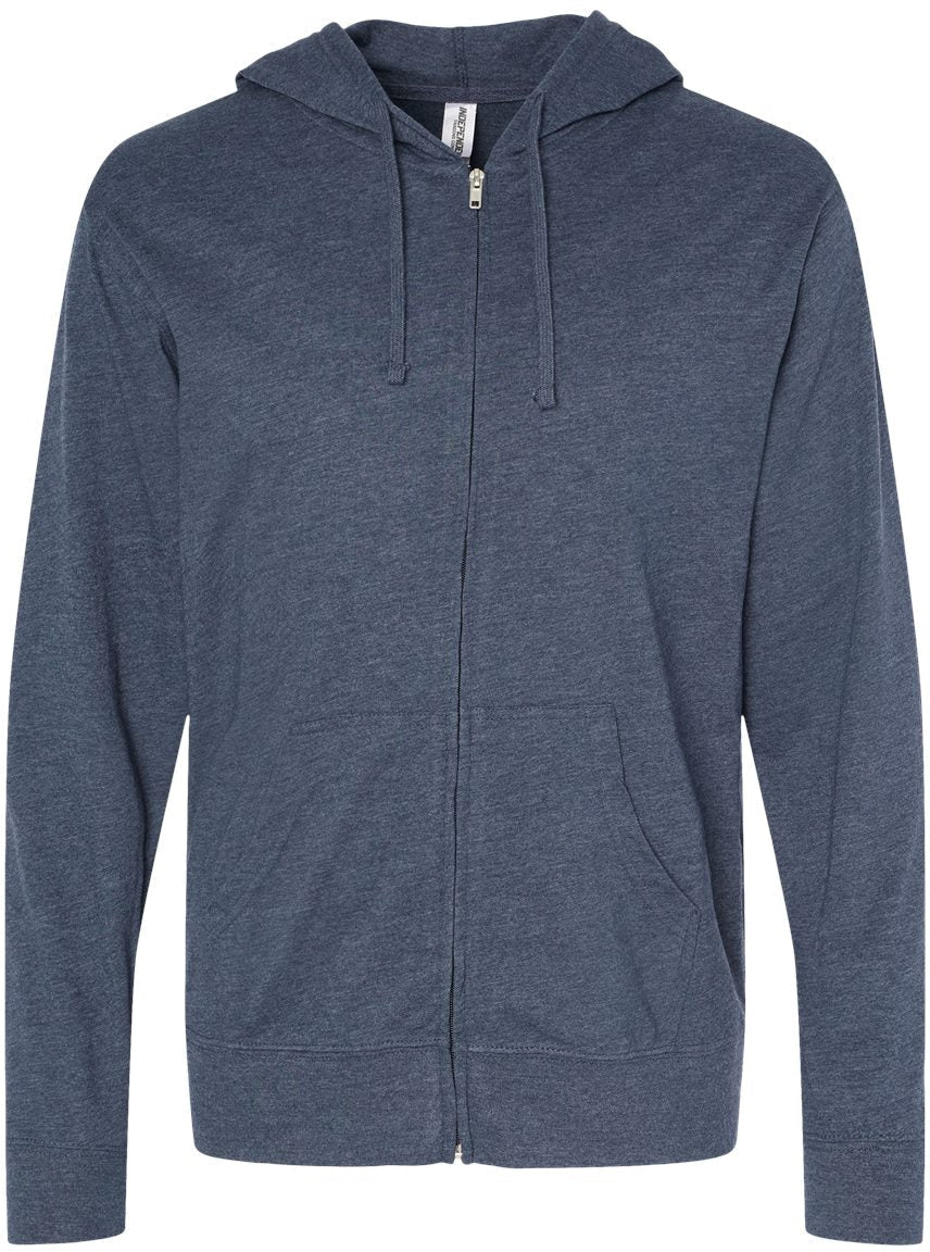 Independent Trading Co. Super Comfy Lightweight Full-Zip Hooded Jersey T-Shirt