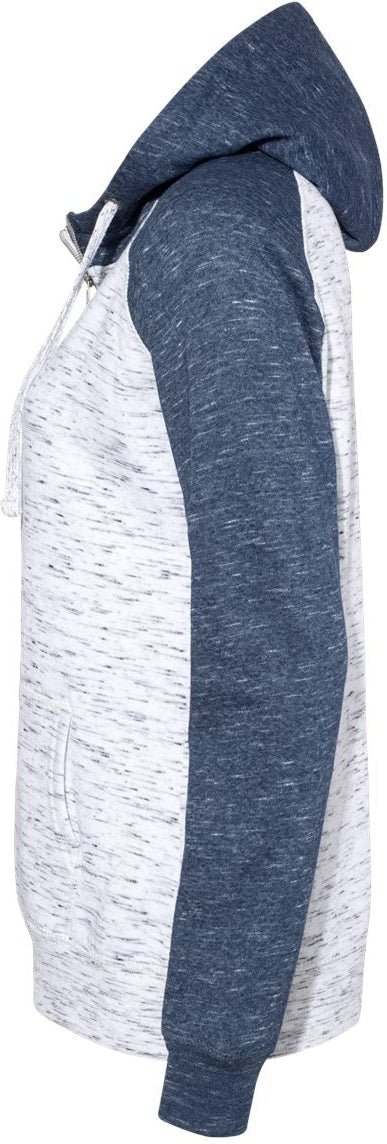 J America Women's Stunning Mélange Fleece Colorblocked Full-Zip Sweatshirt