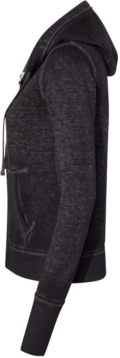 J America Women's Stylish Zen Fleece Full-Zip Hooded Sweatshirt