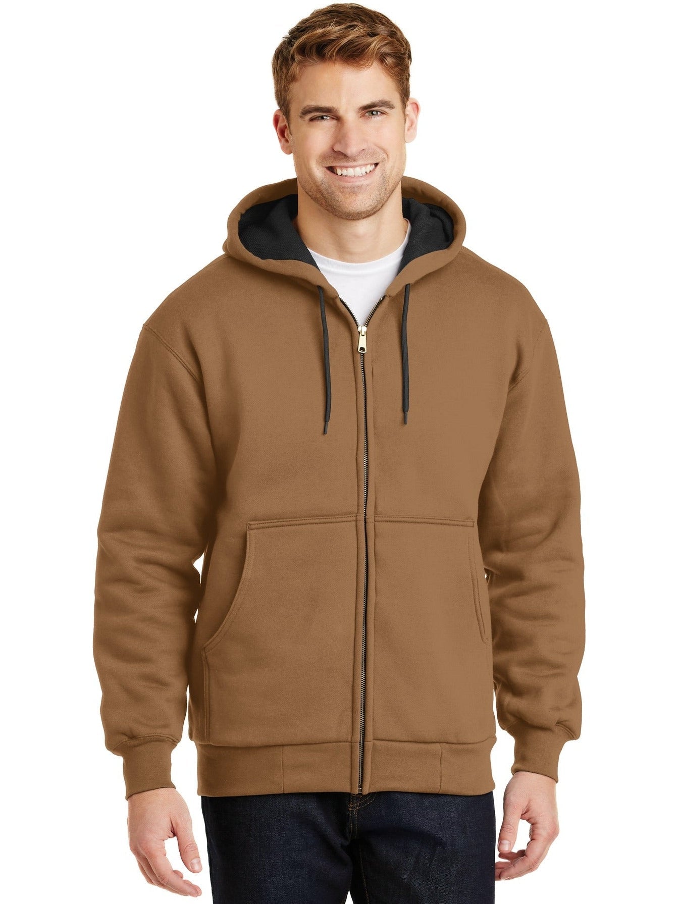 CornerStone Cozy Full-Zip Hooded Sweatshirt with Warm Thermal Lining