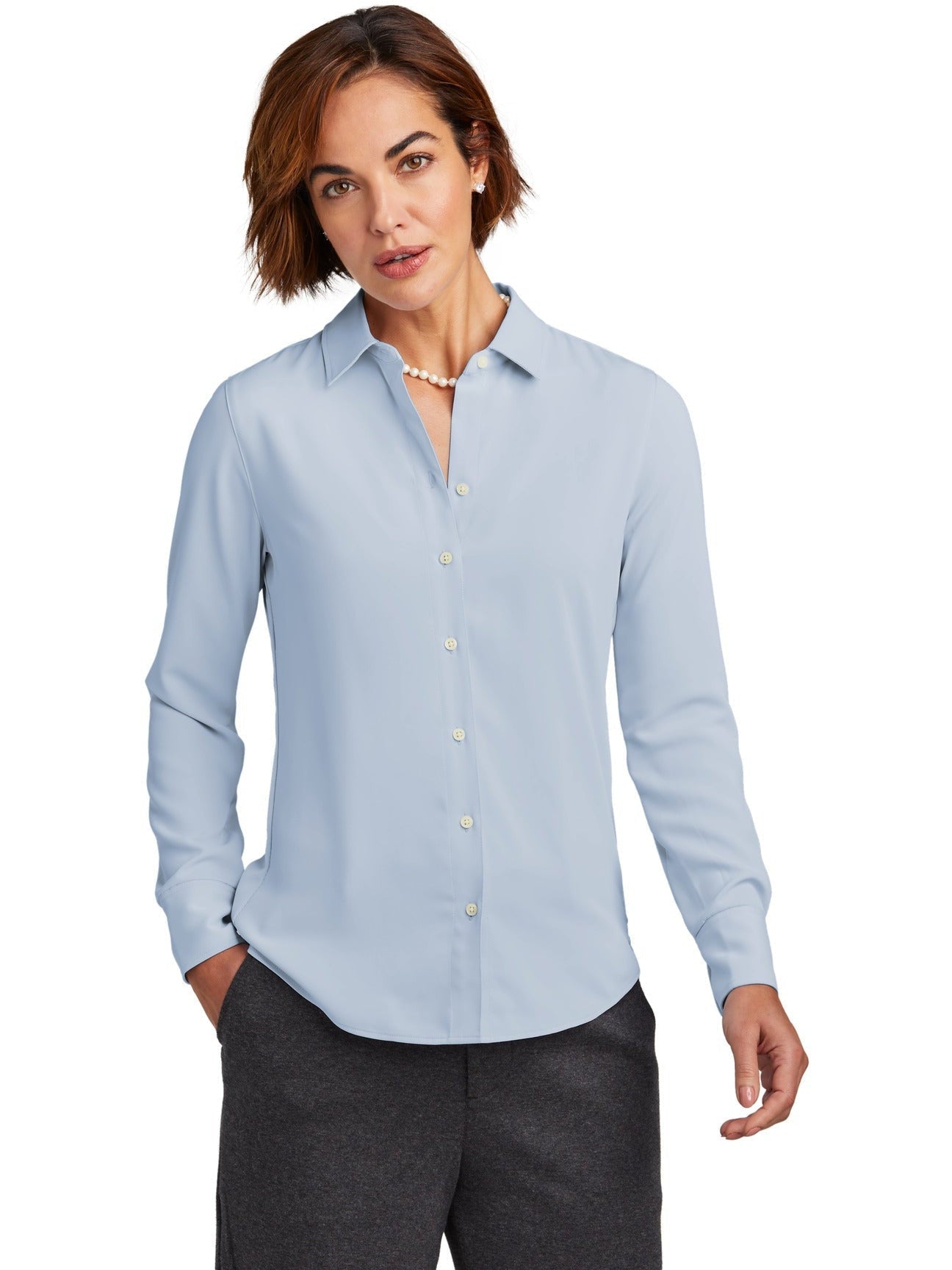 Brooks Brothers Elegant Ladies Full-Button Satin Blouse
