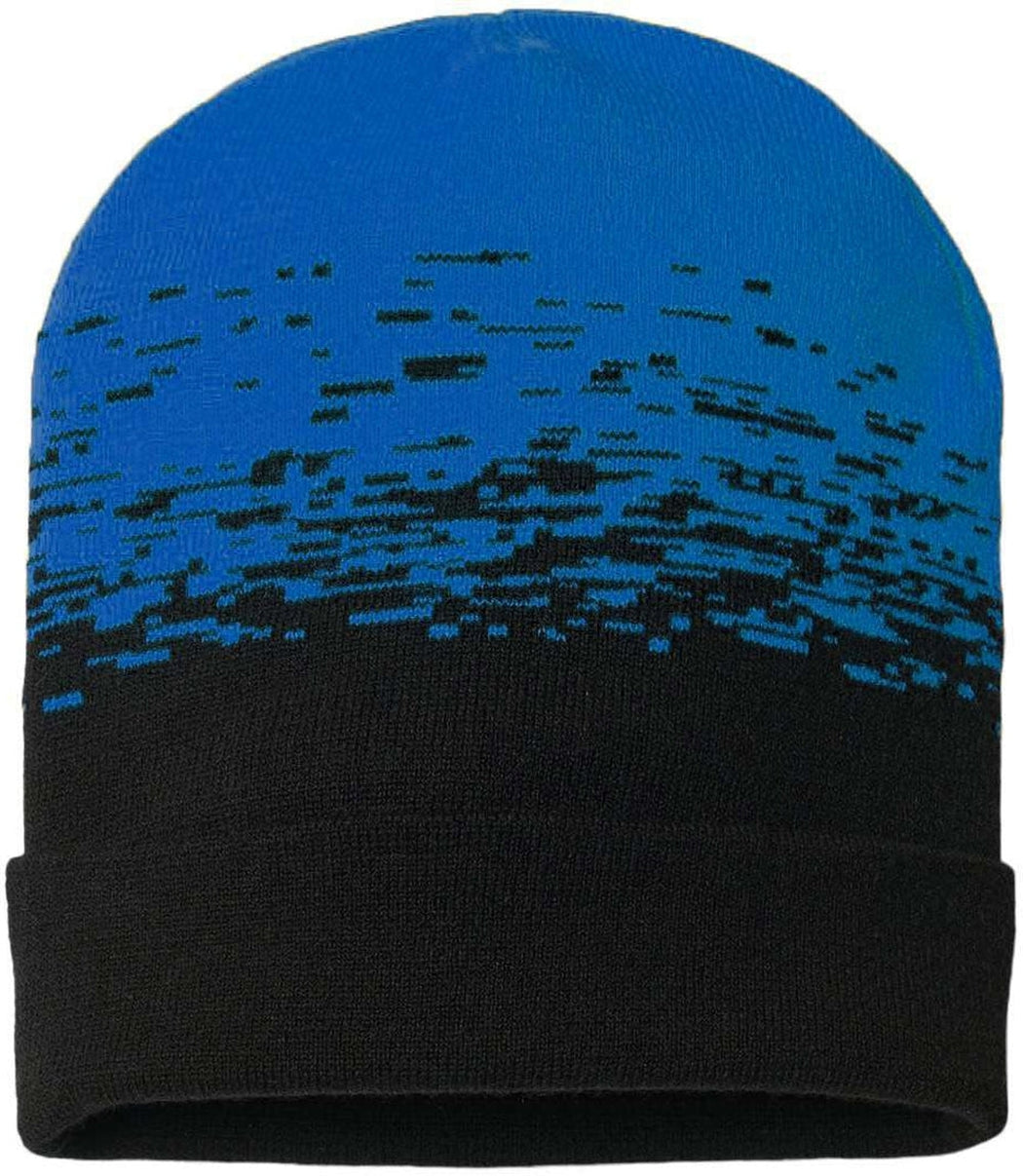 Captain America-Inspired Static Pattern Knit Cap with Cuff