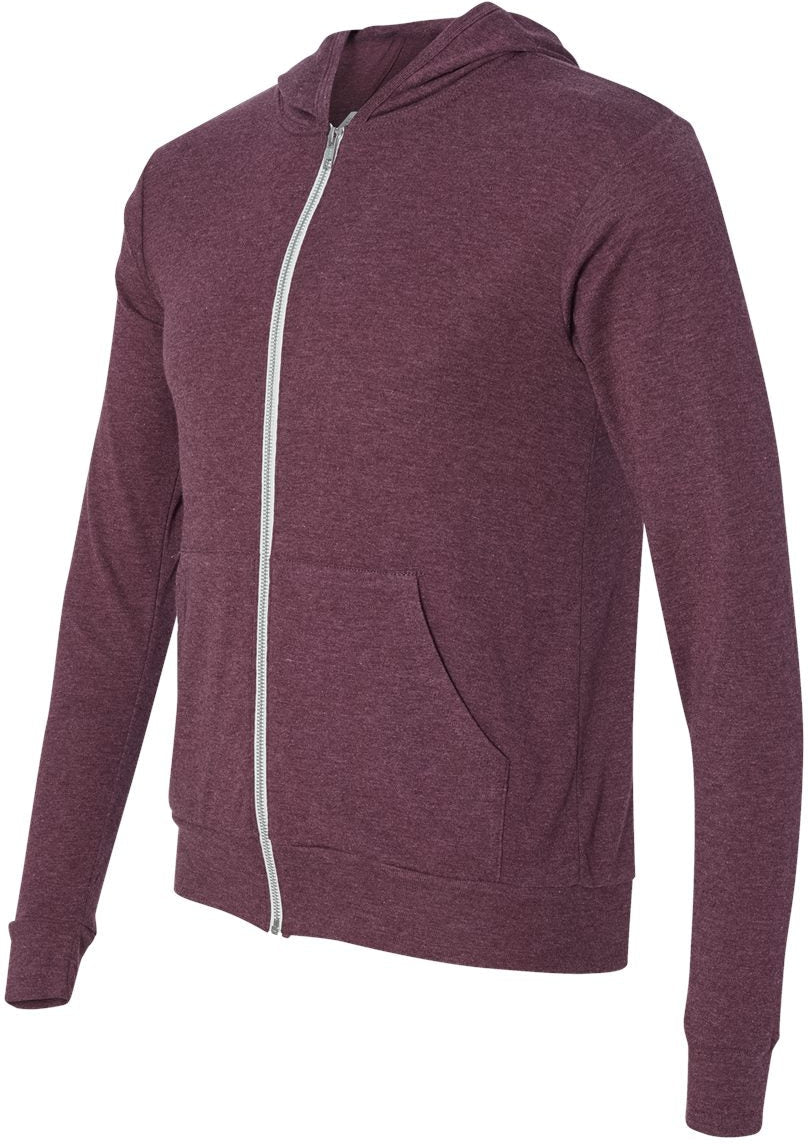 Bella+Canvas Unisex Triblend Lightweight Full-Zip Hooded Long Sleeve Tee - A Must-Have!