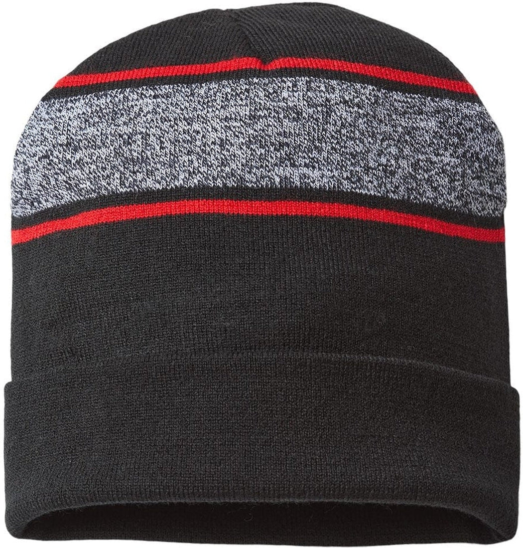 Stunning USA-Made Captain America Inspired Variegated Striped Cuffed Beanie