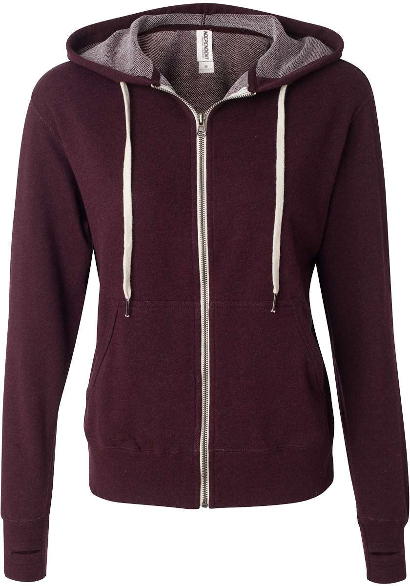 Independent Trading Co. Stylish Heathered French Terry Full-Zip Hooded Sweatshirt