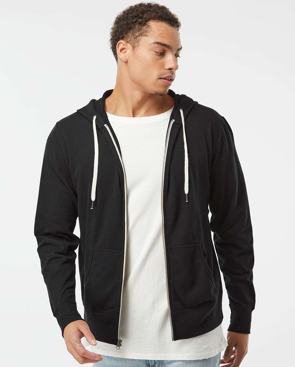 Independent Trading Co. Stylish Heathered French Terry Full-Zip Hooded Sweatshirt