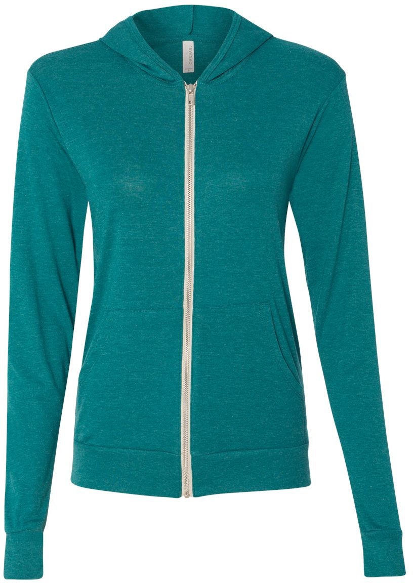Bella+Canvas Unisex Triblend Lightweight Full-Zip Hooded Long Sleeve Tee - A Must-Have!