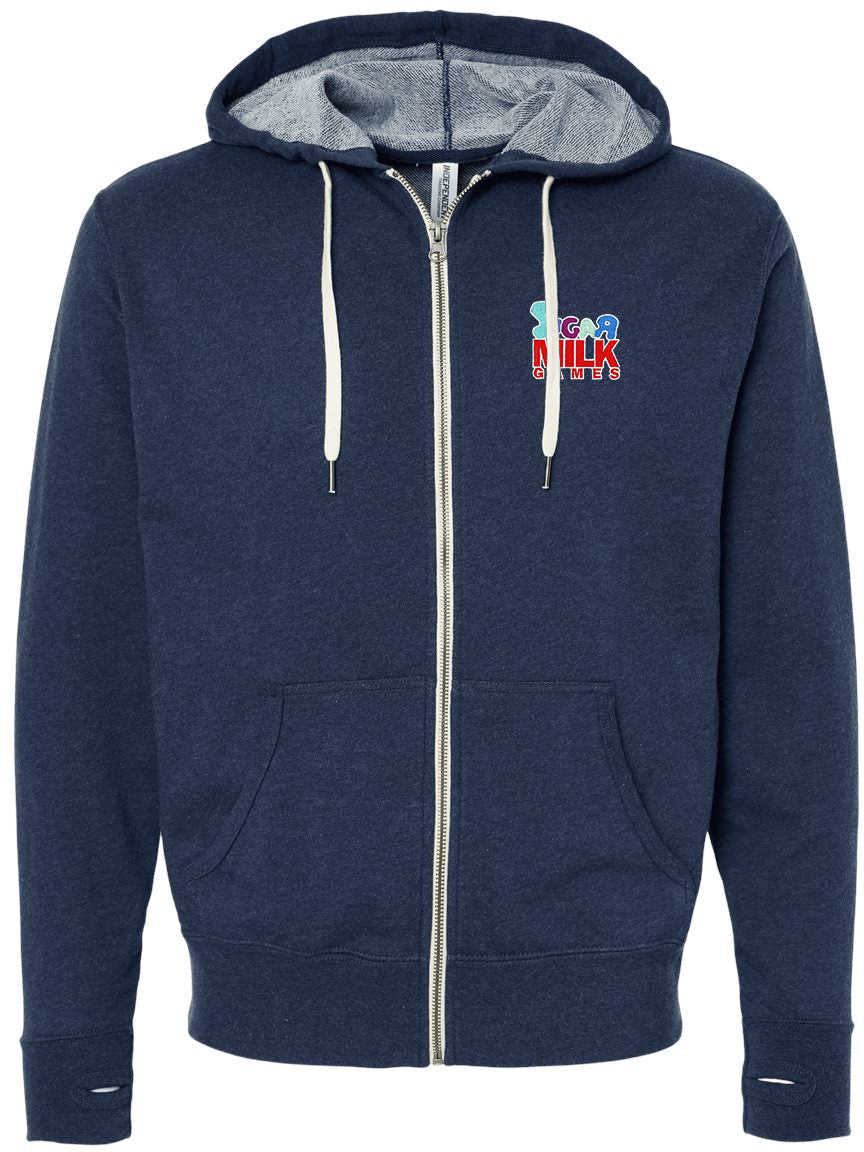 Independent Trading Co. Stylish Heathered French Terry Full-Zip Hooded Sweatshirt