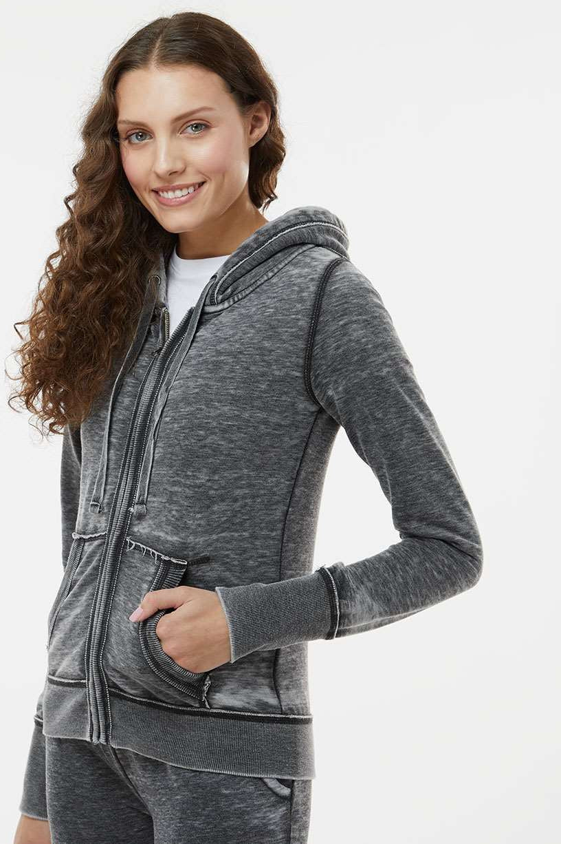 J America Women's Stylish Zen Fleece Full-Zip Hooded Sweatshirt
