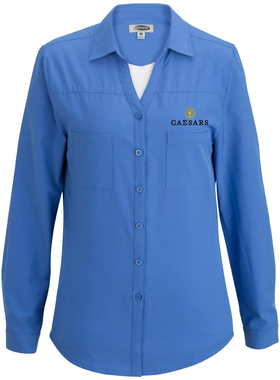 OUTLET - Edwards Ladies' Stunning Open - Neck Long Sleeve Blouse