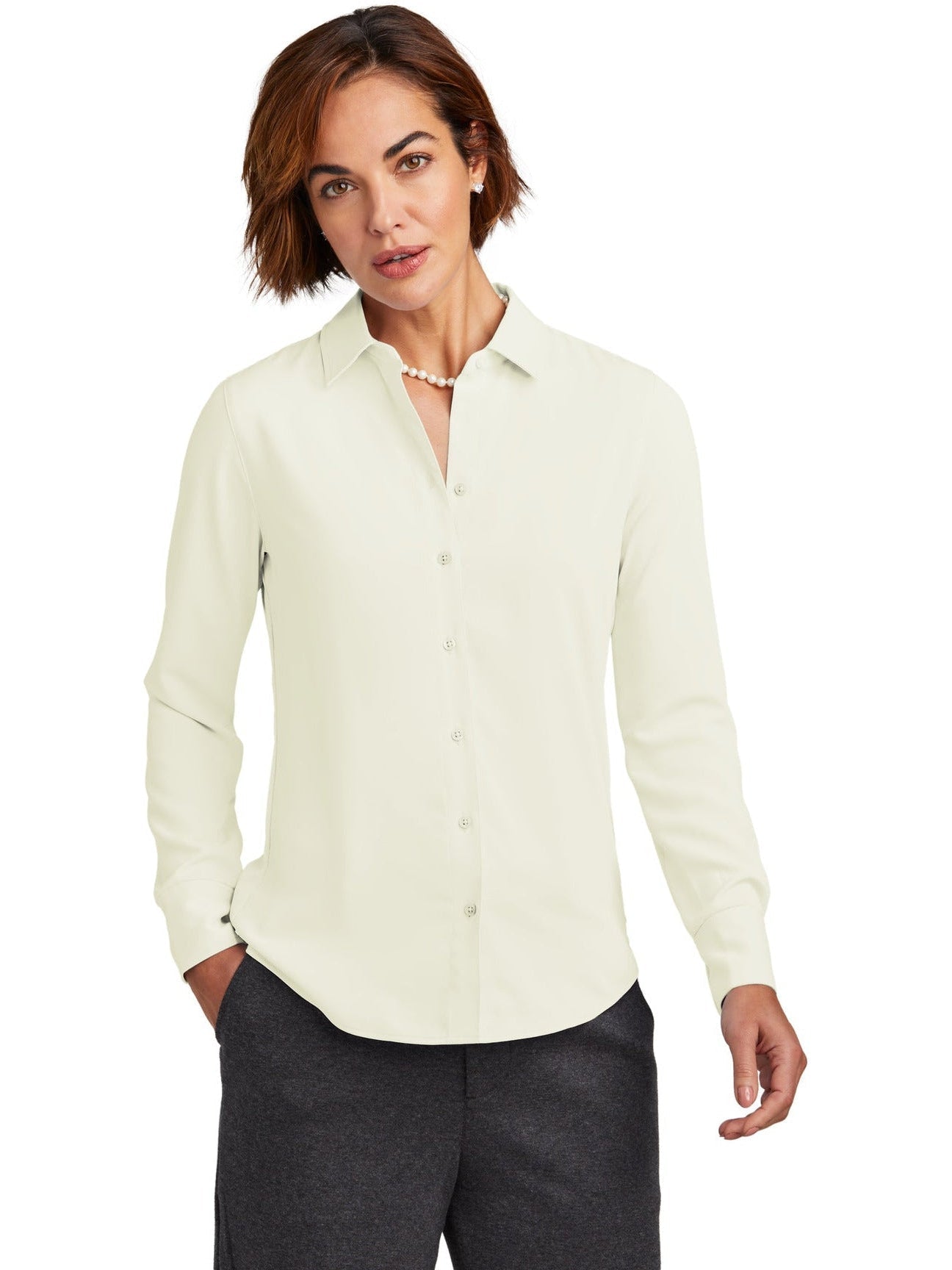 Brooks Brothers Elegant Ladies Full-Button Satin Blouse