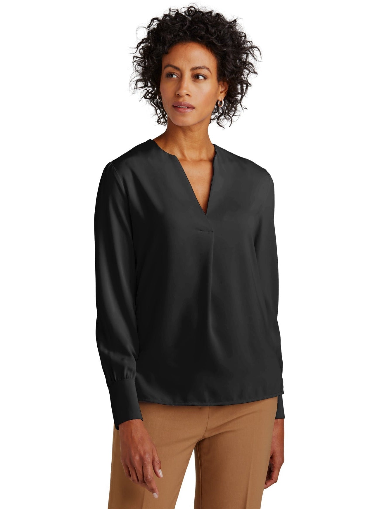 Brooks Brothers Women's Alluring Open-Neck Satin Blouse