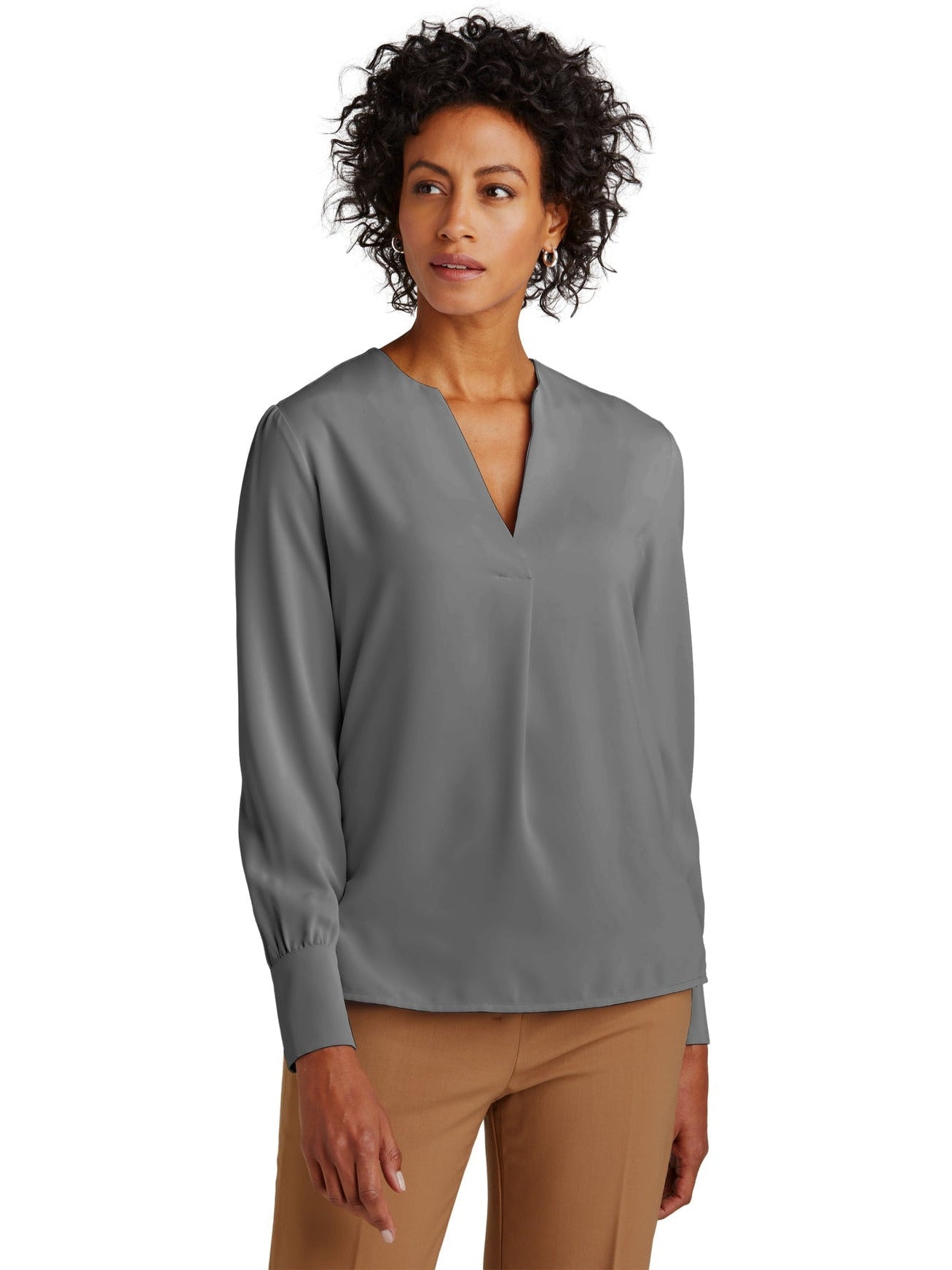Brooks Brothers Women's Alluring Open-Neck Satin Blouse