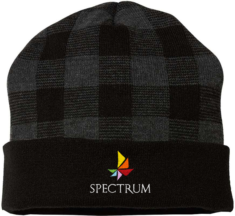 America's Captivating Plaid Knit Cap with Cuff