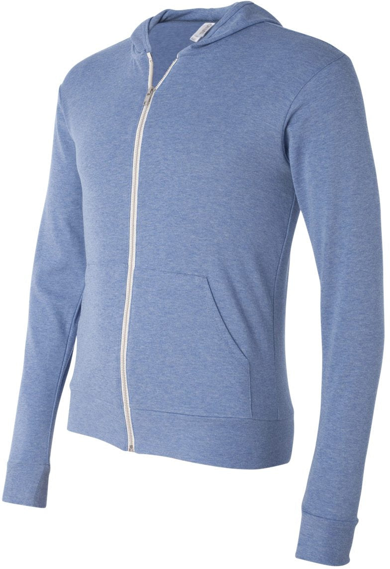Bella+Canvas Unisex Triblend Lightweight Full-Zip Hooded Long Sleeve Tee - A Must-Have!