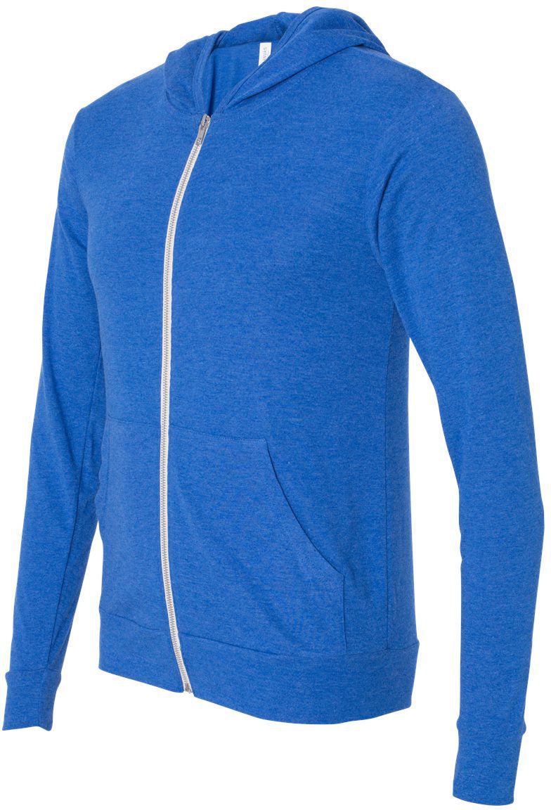 Bella+Canvas Unisex Triblend Lightweight Full-Zip Hooded Long Sleeve Tee - A Must-Have!