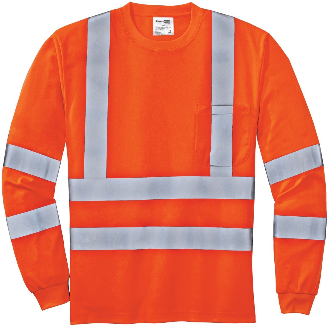 CornerStone ANSI 107 Class 3 Long Sleeve Reflective T-Shirt: Snag-Resistant for High Visibility