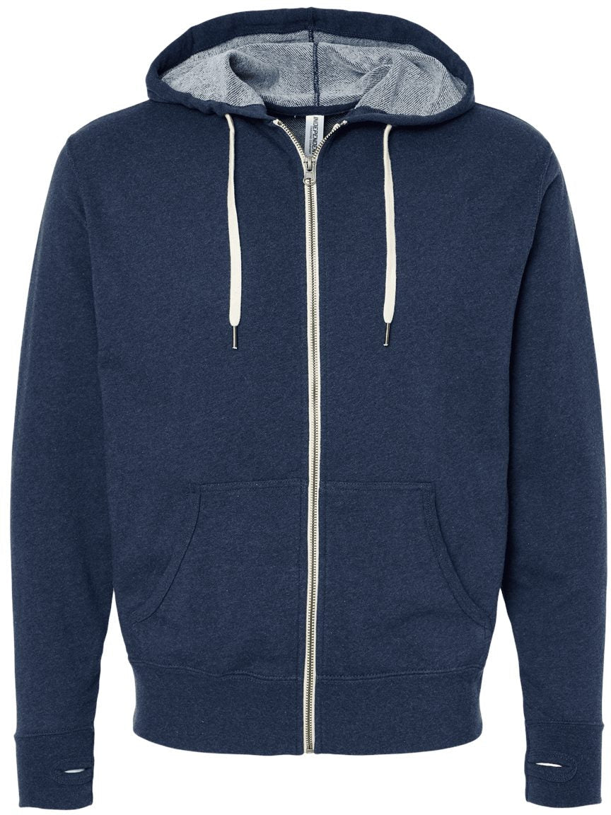 Independent Trading Co. Stylish Heathered French Terry Full-Zip Hooded Sweatshirt