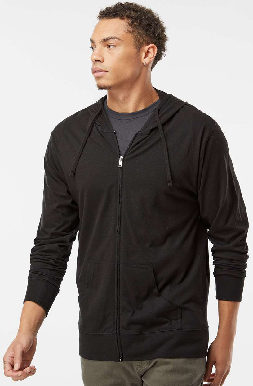 Independent Trading Co. Super Comfy Lightweight Full-Zip Hooded Jersey T-Shirt